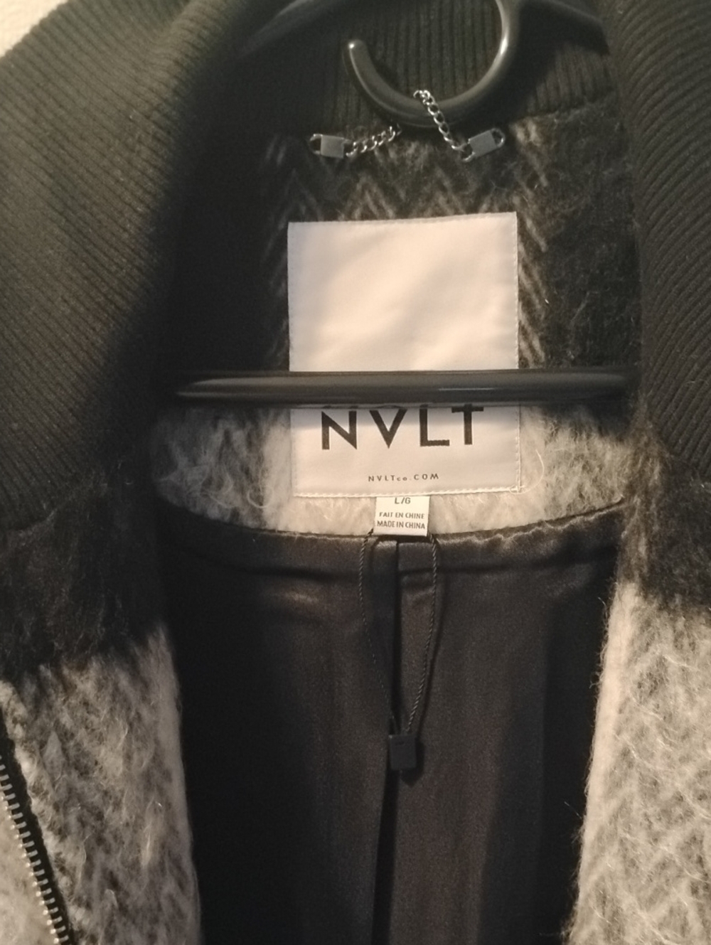 NVLT Women's Black & White Textured Bomber Jacket
